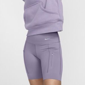 Women’s Nike Go InfinaLock Firm Support High Rise Short 8” Purple Size L BNWT